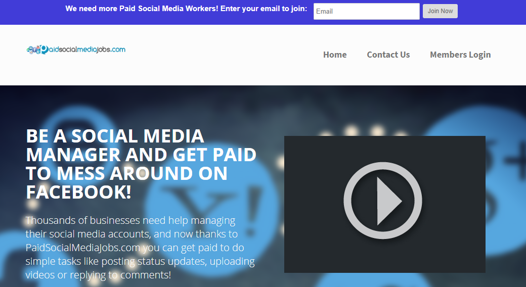 paid social media jobs website