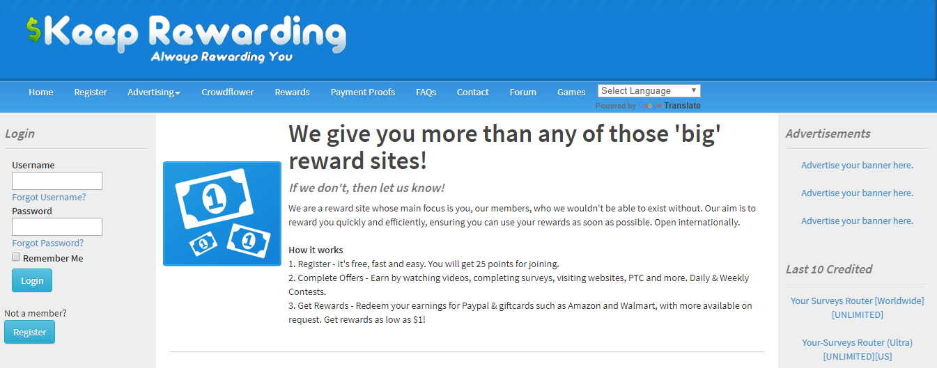 keep rewarding website