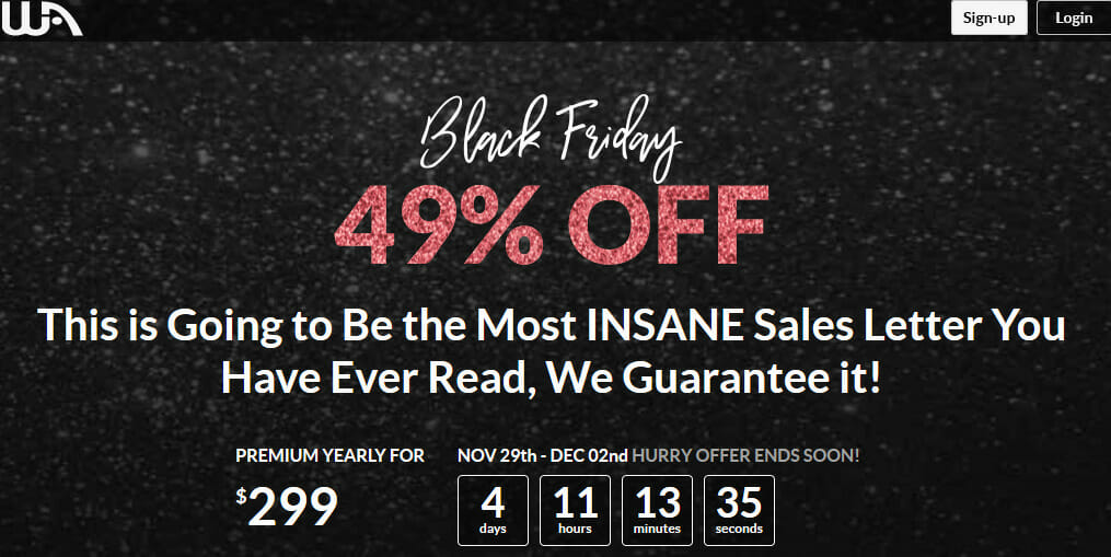 wealthy affiliate black Friday 2019