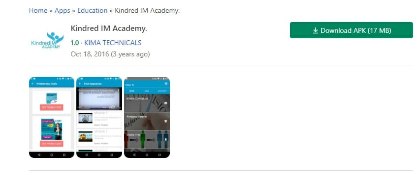 Kindred IM Academy app