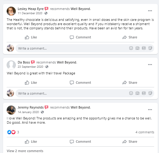 well beyond facebook reviews